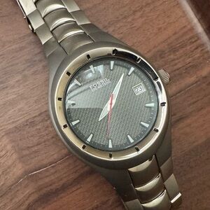Fossil Men's Gray Dial Gunmetal Bracelet Watch